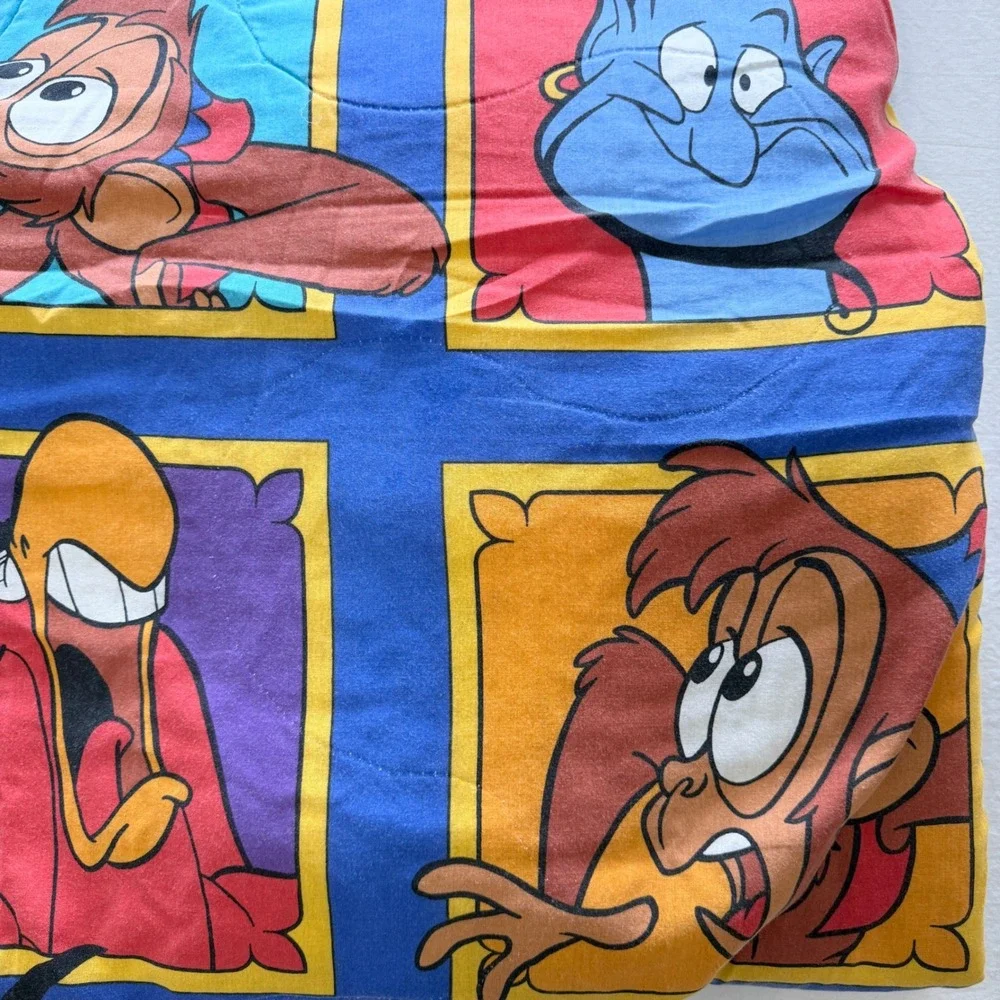 Vintage 1990s Disney Aladdin Twin Comforter Genie Abu Iago Reversible Bedding